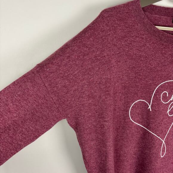 REPEAT 100% Cashmere Sweater XS mauve red Choose Love embroidered Heart - Picture 4 of 8
